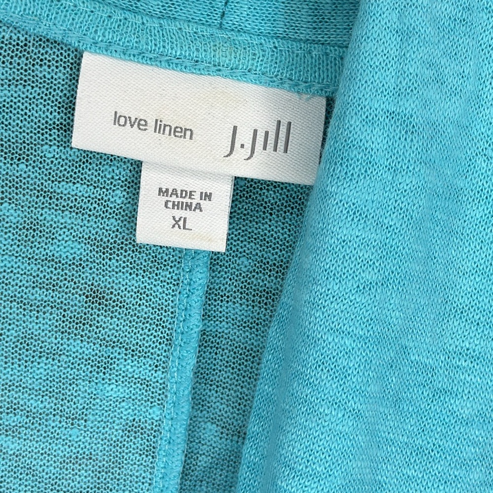J Jill women’s XL Linen, open front turquoise cardigan, worn once, great cond - Picture 2 of 3